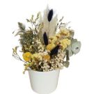 Dried flowers white vase (height 15cm)