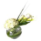 Bouquet of arum lilies and white hydrangeas (40x30cm)