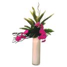 Purple orchids in a tubular base (height 80cm)
