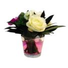 Centrepiece with roses and orchids (diam 20cm)